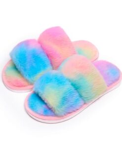 LightFun Slippers for Kids Fluffy Bedroom Open Toe Slippers Girls Summer Cloud Casual Slipper 4 5 Colorful