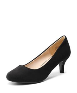 DREAM PAIRS Womens Closed Toe Low Heels Dress Pump Shoes, Black/Suede – 8.5 Wide (Luvly)