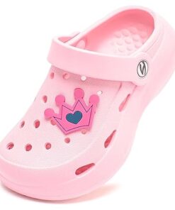 WOUEOI Toddler Garden Shoes Boys Girls Cartoon Slides Sandals Kids Clogs (A-Pink, 8 Toddler)