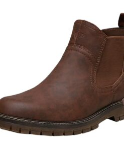 Jousen Chelsea Boots Casual Slip On Ankle Waterproof Mens Boots(AMY8119A brown 10.5)