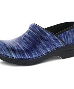 Dansko Women’s Professional Blue Water Patent Slip-On Clogs 8.5-9 M US – Anti-fatigue Rocker Sole and Arch Support for Comfort