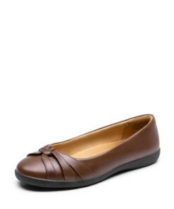 DREAM PAIRS Women’s Ballet Flats, Comfortable Round Toe Slip on Dressy Work Office Shoes,Size 8,Brown,SDFA2430W