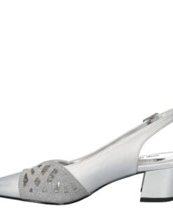 Easy Street Women’s Bizzy Pump, Silver Satin, 8 Wide