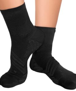 TechWare Pro Plantar Fasciitis Sock – Therapy Grade Targeted Cushion Compression Socks Men & Women. Ankle Brace Foot Sleeve & Arch Support for Achilles Tendonitis & Heel Pain Relief (Blk/Blk Medium)