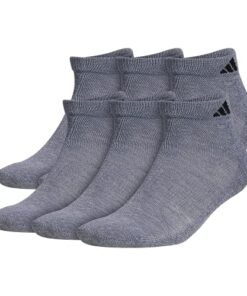 adidas Men’s Athletic Cushioned Low Cut Socks with Arch Compression for a Secure fit (6-Pair), Heather Grey/Black, L