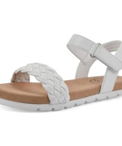 WHITE MOUNTAIN Kids Tidbit Braided Sandal, White/Smooth, 2 M