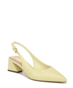 Franco Sarto Womens Racer Slingback Low Block Heel Pointed Toe Pump Citron Yellow Leather 8 M