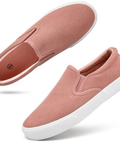 Women’s Slip on Shoes Canvas Sneakers Loafers Non Slip Shoes Low Top Casual Shoes(Suede Pink .US8)