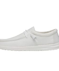 Hey Dude Men’s Wally Slub Canvas White Size 9| Men’s Loafers | Men’s Slip On Shoes | Comfortable & Light-Weight