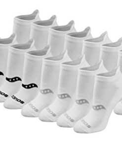 Saucony Women’s 8/16 Performance Heel Tab Athletic Socks, Basic White (16 Pairs), Medium