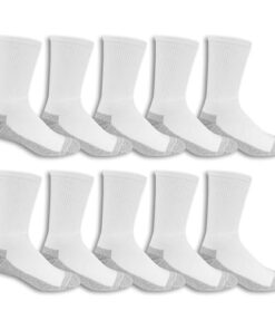 Fruit of the Loom mens Cushioned Durable Cotton Work Gear With Moisture Wicking Casual Sock, White, 6-12 US(Pack of 10)