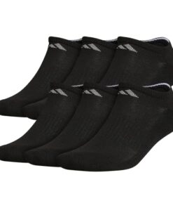 adidas Men’s Athletic Cushioned No Show Socks with Arch Compression for a Secure fit (6-Pair), Black/Aluminum, X-Large