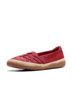 Clarks Women’s Elaina Petal Loafer, Red Suede, 8