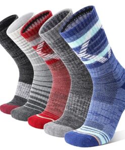 Merino Wool Socks for Women Men Thermal Winter Warm Hiking Thick Cozy Crew Boot Work Gift Socks Stocking Stuffers 5 Pairs(Mixed,L)