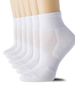 CelerSport 6 Pack Women’s Ankle Socks with Cushion, Sport Athletic Running Socks, 6 Pair White, Small