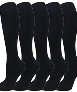 Warm Knee High Socks for Women&Men-Thermal Cotton Socks for Hiking,Work,Winter(5 Black Pack Women) One Size