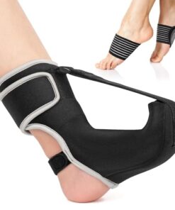 CEZUVR-US Plantar Fasciitis Night Splint Sock 2024 Upgraded Plantar Fasciitis Brace for Women Men with Arch Support for Achilles Tendonitis Foot Drop Heel Spur Pain Relief Black (Medium)