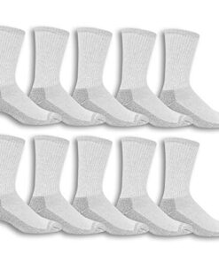 Fruit of the Loom Men’s 10 Pack Everyday Work Crew Socks, Grey, Shoe Size: 6-12 (Sock Size: 10-13)