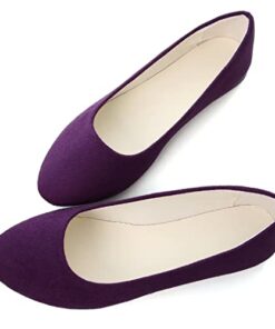 Stunner Women Casual Flats Classic Cute Slip On Ballet Shoes Comfortable Pointed Toe Flats Purple 40(7.5)