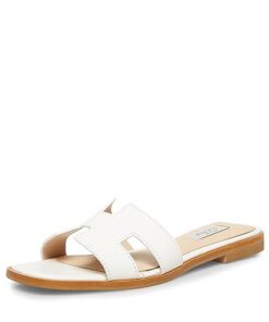 Steve Madden Women’s Hadyn Sandal, White Leather, 8.5