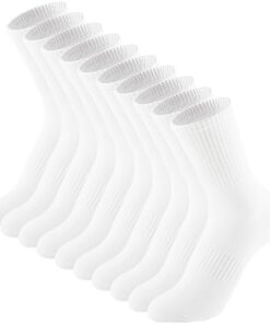 Irisbear White Crew Socks for Women 6-9 Athletic Running Hiking Workout Casual Cotton Socks 5 Pairs