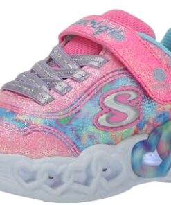 Skechers INFINITE HEART LIGHTS-COLOR Sneaker, Pink/Multi, 4 US Unisex big kid