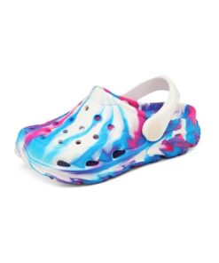 Cubufly Toddler Kids Clogs Garden Shoes for Boys Girls Marbled Tie Dye Water Shoes Slip on Sandals Purple/White