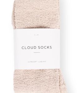 Cozy Sock For Women | Fuzzy Ultra-Luxe Cloud Sock For Women & Men | Warm & Cozy Fuzzy Unisex Sleep Socks | Super Soft Luxurious Fabric With Bonus Travel Tote, (Stone, 1 Pair)