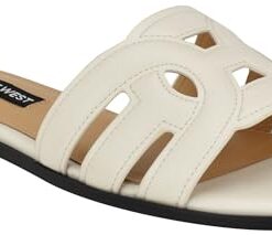 Nine West Women’s GEENA Sandal, White 140, 5