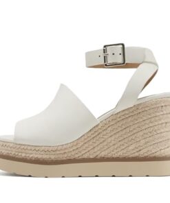 Soda “Stella” ~ Women Square Peep Toe Single Band Platform Espadrille Wedge Sandals with Adjustable Ankle Strap (Off White Nubuck, US Footwear Size System, Adult, Women, Numeric, Medium, 6)