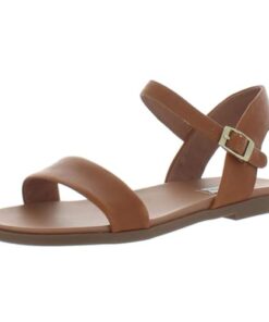 Steve Madden Women’s DINA Flat Sandal, tan leather, 6.5