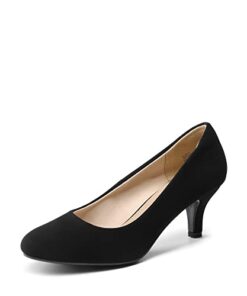 DREAM PAIRS Womens Nubuck Bridal Wedding Low Heel Pump Shoes, Black/Nubuck – 10 (Luvly)