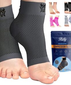 Bitly Plantar Fasciitis Socks for Women & Men – Foot & Ankle Compression Sleeve, Brace for Everyday Use – Provides Arch Support & Heel Pain Relief (Gray, Large)