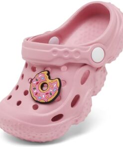 ChayChax Kid’s Garden Clogs Cute Slides Sandals Toddlers Beach Pool Shower Shoes with Non-Slip Sole,Big Kid 3,Pink A