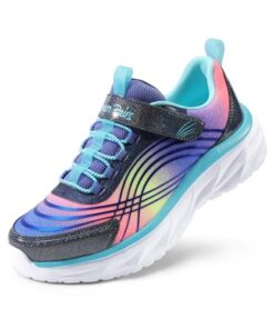 DREAM PAIRS Kids Sneakers for Girls Tennis Shoes Kids Sparkle ColorBurst Lightweight Running Shoes Casual Walking Shoes with Hook and Loop for Little/Big Kid,Size 2 Little Kid,PURPLE/RAINBOW,SDRS2405K