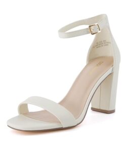 CUSHIONAIRE Women’s Bliss one band mid block heel sandal +Memory Foam, Wide Widths Available, Ivory Nappa 8