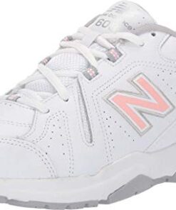 New Balance Women’s 608 V5 Casual Comfort Cross Trainer, White/Pink, 8.5 Wide