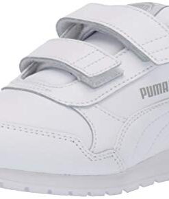 PUMA unisex child St Runner Hook and Loop Sneaker, Puma White-gray Violet, 13 Little Kid US