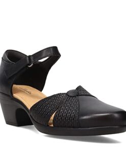 Clarks Emily Rae Pump, Black Leather, 9 Wide