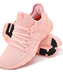 INZCOU Running Shoes Lightweight Tennis Shoes Non Slip Gym Workout Shoes Breathable Mesh Walking Sneakers Pink 8women / 7men