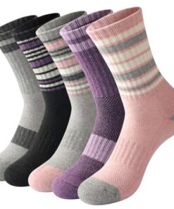 Horuru Thermal Boot Socks for Women,5 Pairs Cushion Warm Merino Wool Socks Hiking Socks Thick Crew Moisture Wicking Socks