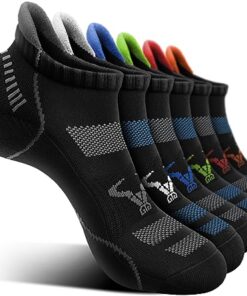 BULLIANT Men Running Socks 6Pairs-Ankle Athletic Socks Wicking Cushioned for Men Walking-Arch Compression Support(6Pairs,Shoes Size:Men 10-12)