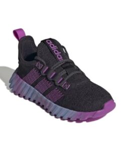 adidas Kaptir Flow Sneaker, Aurora Black/Purple Burst/Blue Spark, 2 US Unisex Little Kid