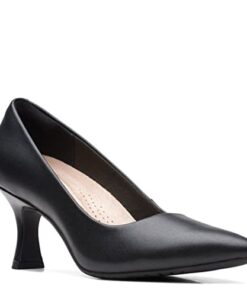 Clarks Women’s Kataleyna Gem Pump, Black Leather, 8.5 Wide