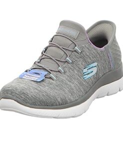 Skechers Women’s Hands Free Slip Ins Summits Dazzling Haze Sneaker, Grey Mint, 8