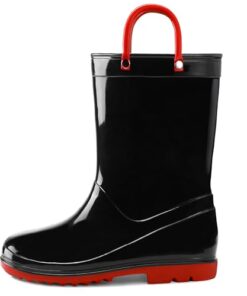 K KomForme Girls Boys Rain Boots Waterproof with Easy on Handles for Toddler/Little Kid/Big Kid