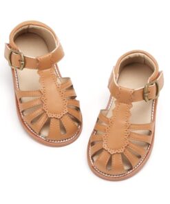 Felix & Flora Toddler Girls Brown Sandals Size 8 Closed Toe Princess Sandals for Summer Party Flower Girl Wedding School