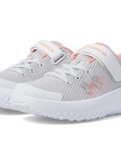 Under Armour Girls’ Pre School Surge 4 Alternate Closure, (102) Distant Gray/Flare Orange/Metallic Silver, 12.5K, US