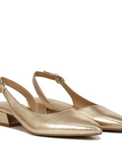 Naturalizer Women’s Banks Slingback Low Heel Pointed Toe Pumps, Dark Gold Lizard Leather, 8