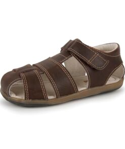 See Kai Run Jude IV – Classic Fisherman Style Leather Sandal for Boys – Brown, Toddler 8